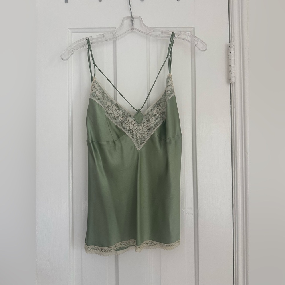 Green Lace Trim Cami Top